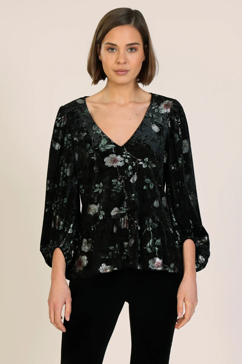 Stevie Black Flower Blouse