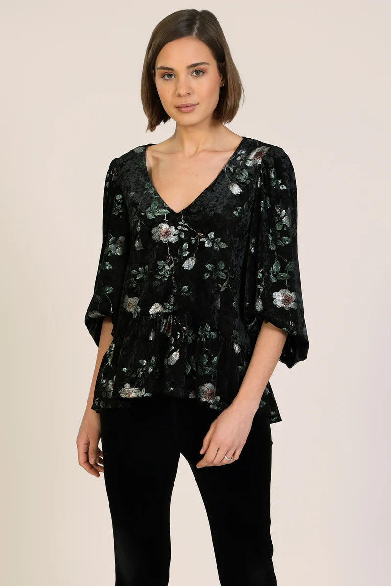 Stevie Black Flower Blouse
