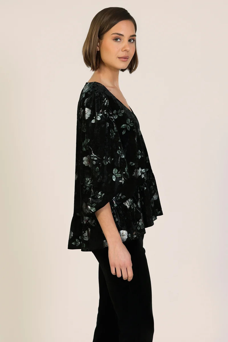 Stevie Black Flower Blouse