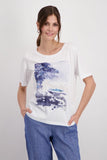 White & Blue Print T-Shirt