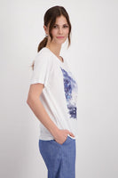 White & Blue Print T-Shirt