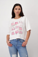 Off-White Top With Pink Print