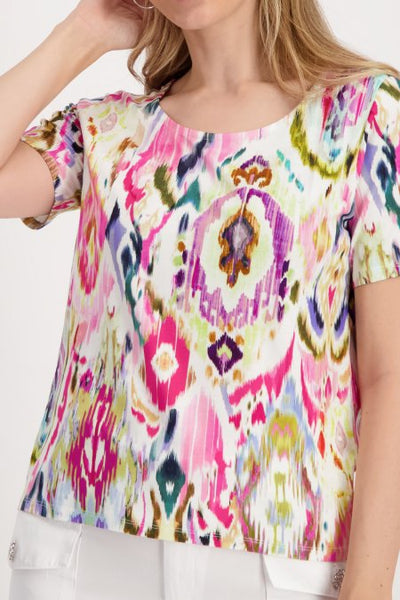 Multicolor T-Shirt With Ikat Pattern