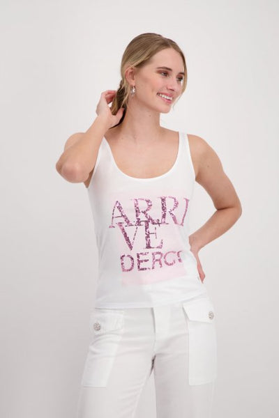 White Top With Sequin Writing