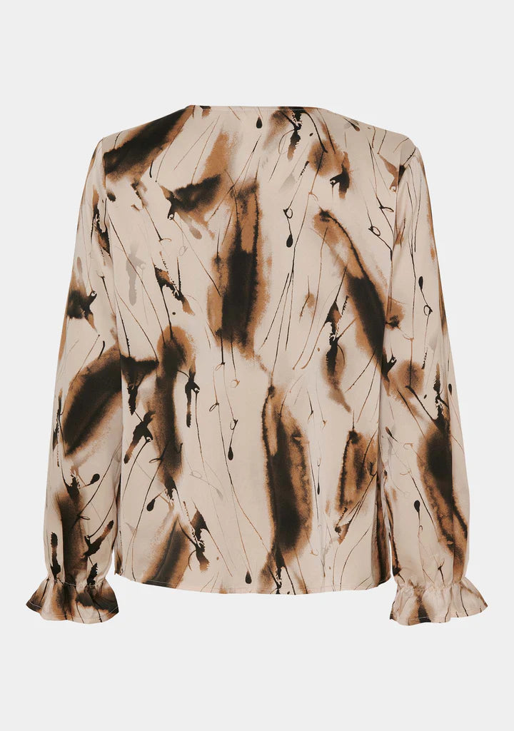 Venessa Camel And Cream Printed Blouse