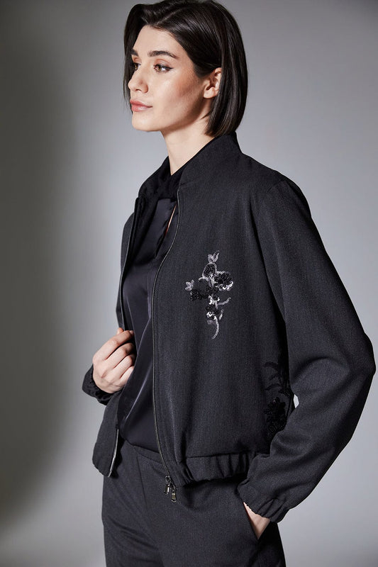 Grey Sequin Applique Jacket
