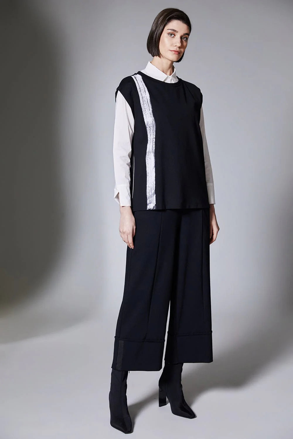 Black Brush Stroke Tabard Top