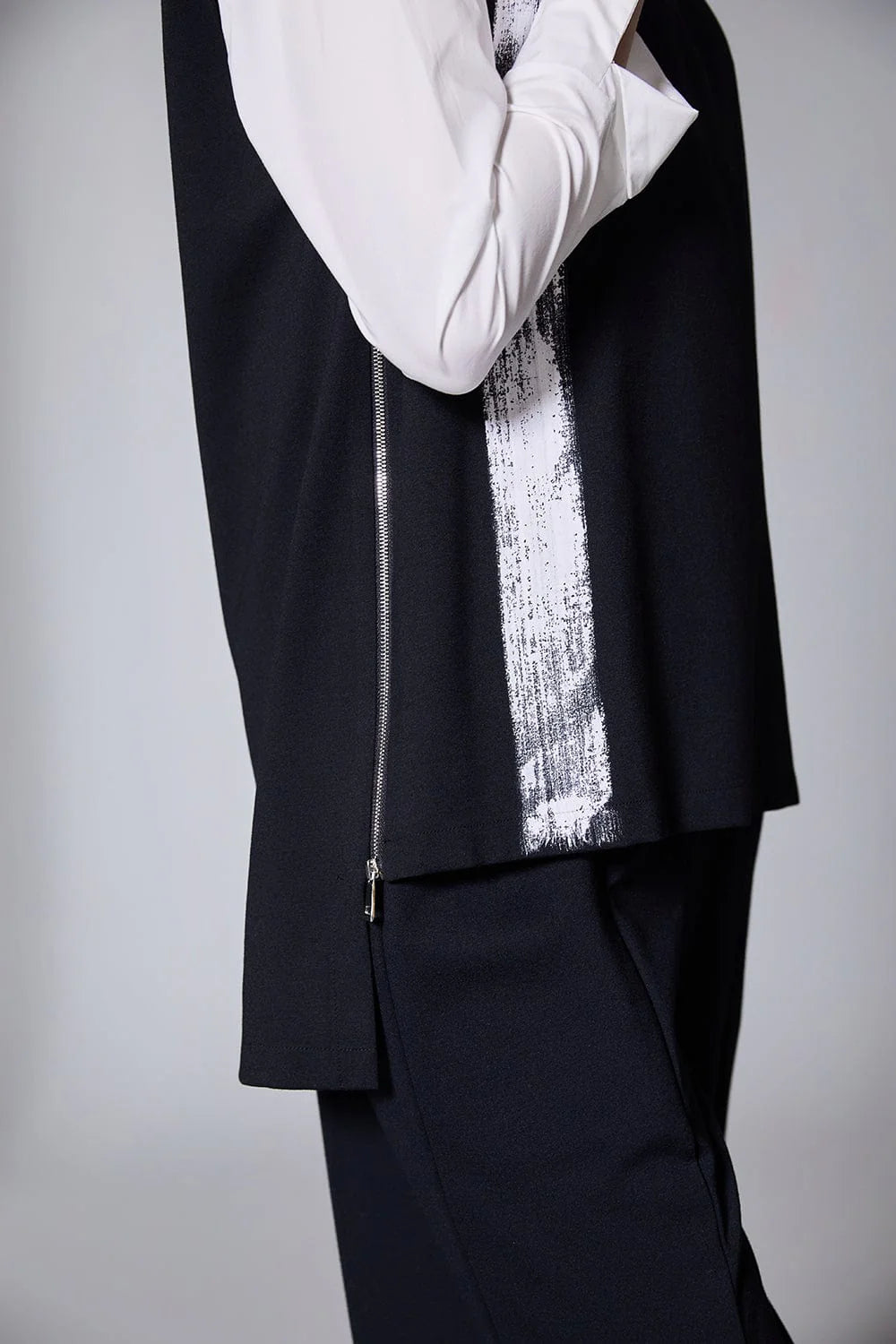 Black Brush Stroke Tabard Top