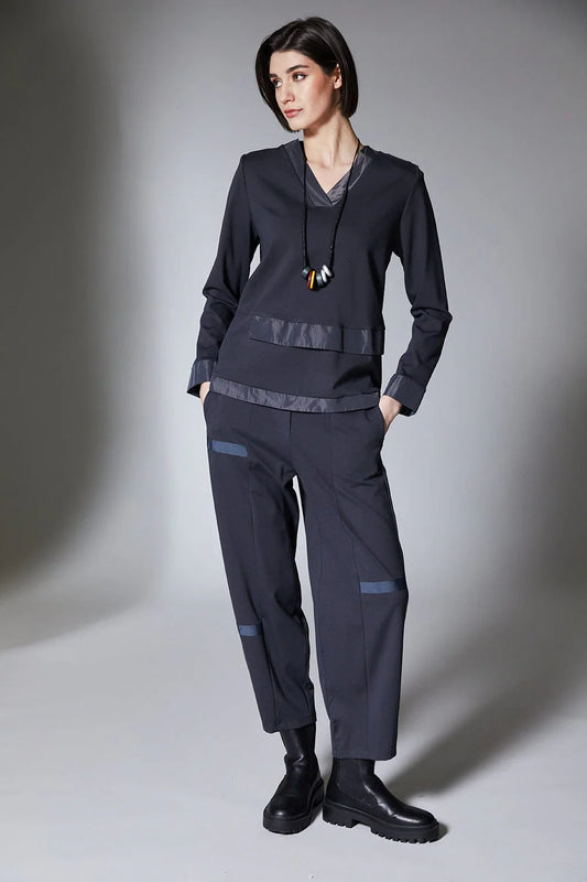 GreyTaffeta Trim Top