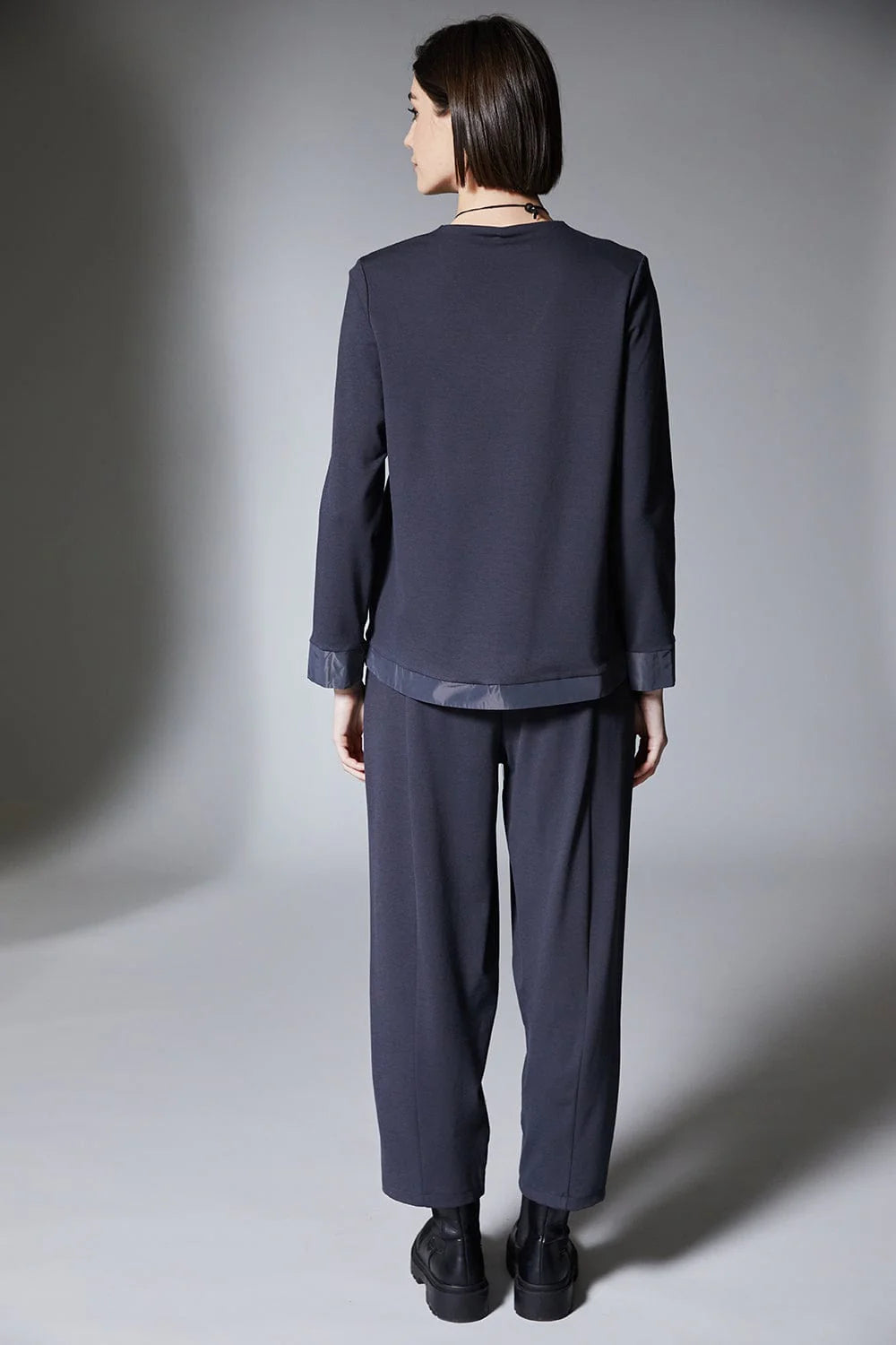 GreyTaffeta Trim Top