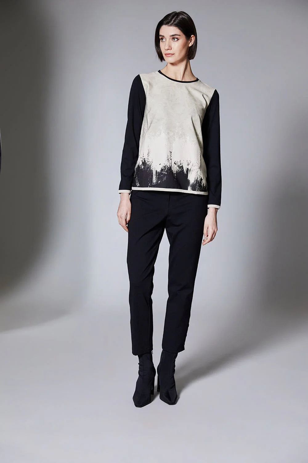 Black & Beige Print Top