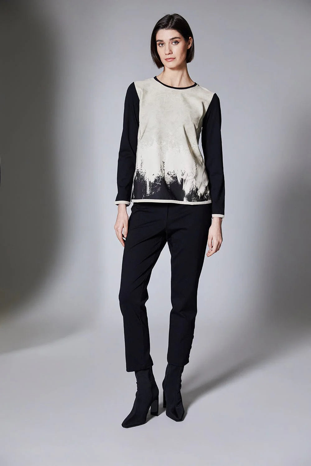 Black & Beige Print Top