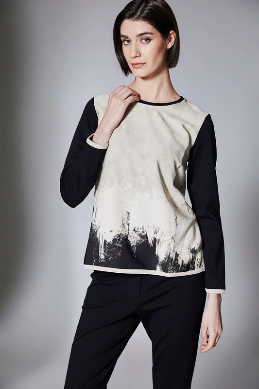 Black & Beige Print Top
