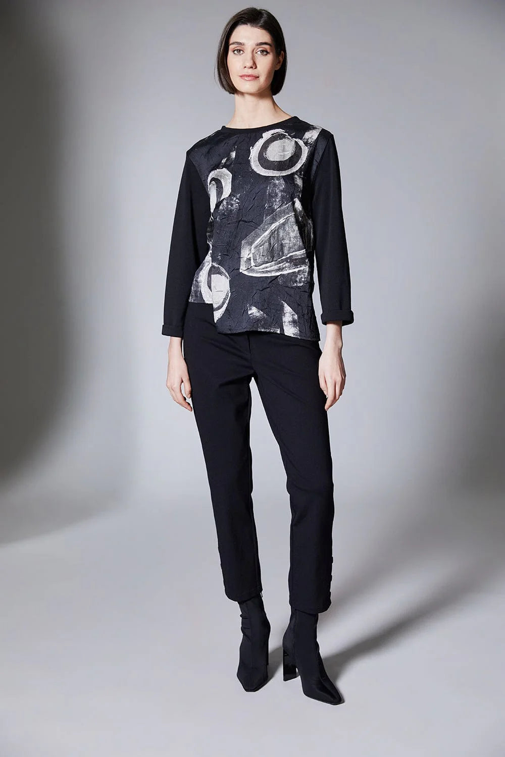 Black Circle Print Crush Top