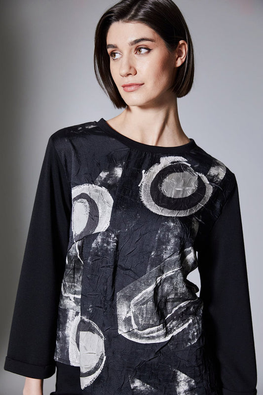 Black Circle Print Crush Top