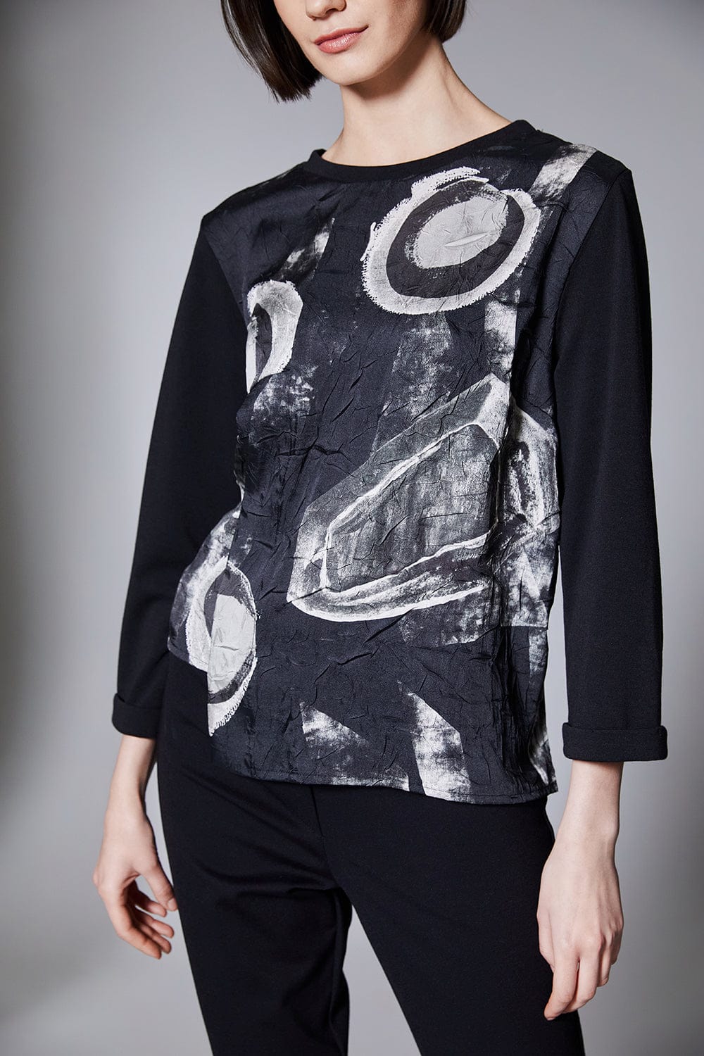 Black Circle Print Crush Top