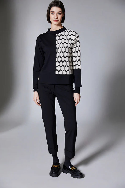 Black & Ecru Ladies Knit Top