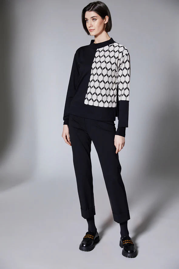 Black & Ecru Ladies Knit Top
