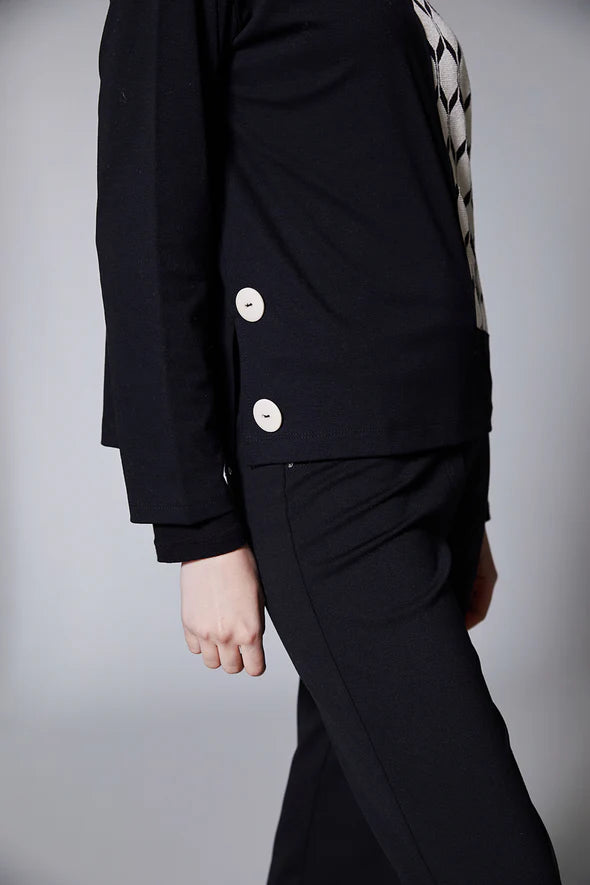 Black & Ecru Ladies Knit Top