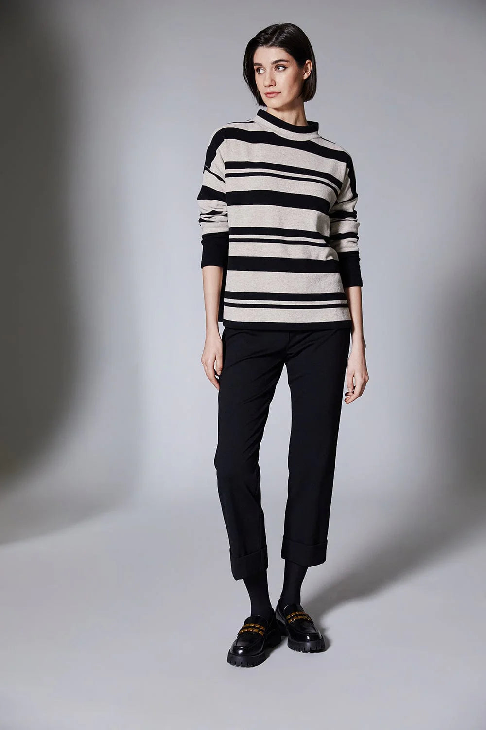 Beige & Black Stripe Fleece