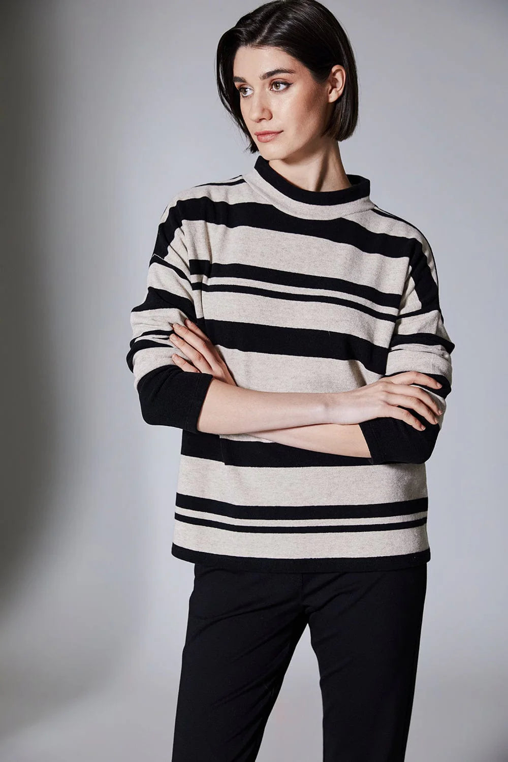 Beige & Black Stripe Fleece