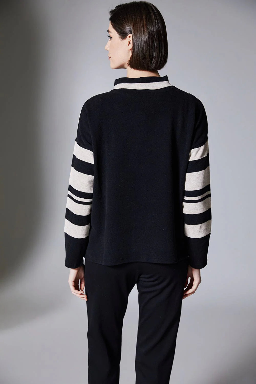 Beige & Black Stripe Fleece