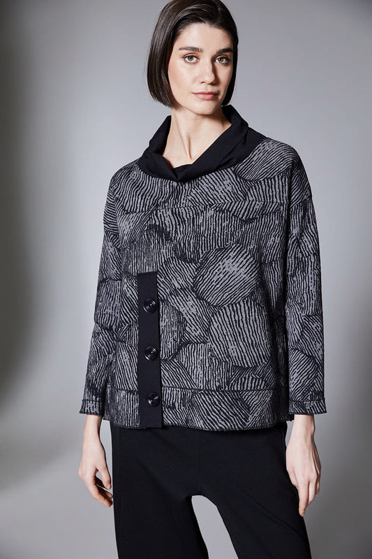 Grey Animal Print Knit Top
