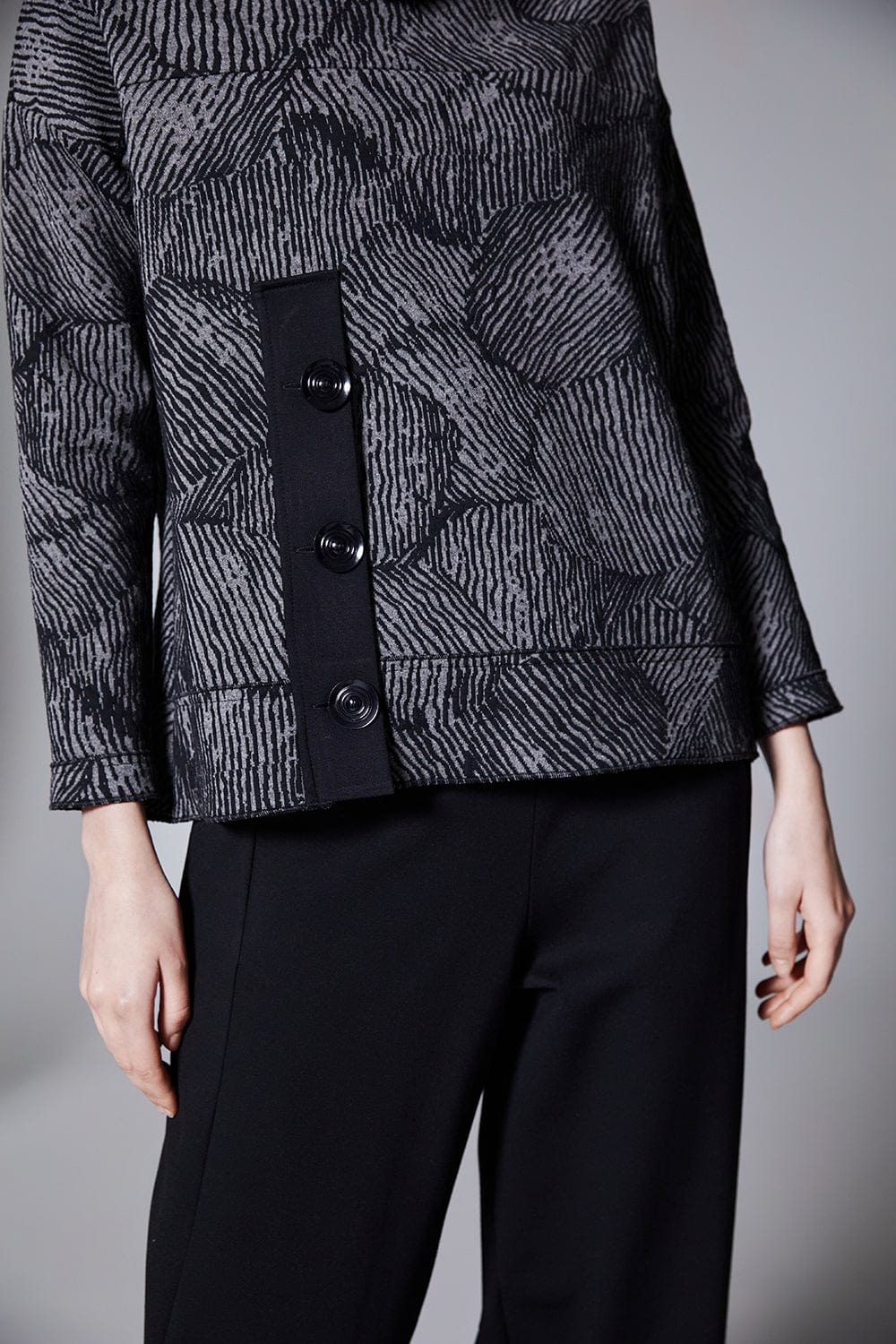 Grey Animal Print Knit Top