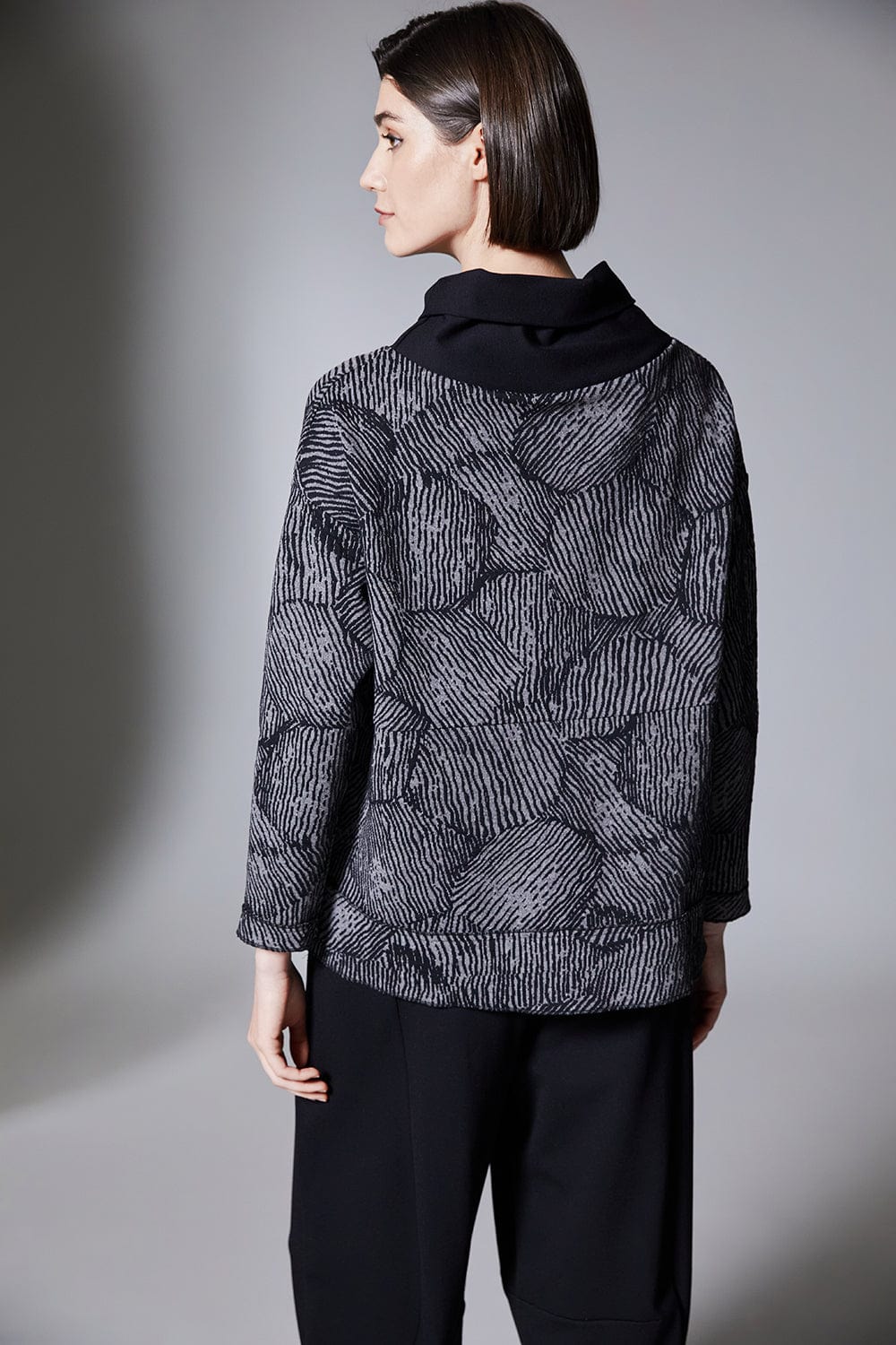 Grey Animal Print Knit Top