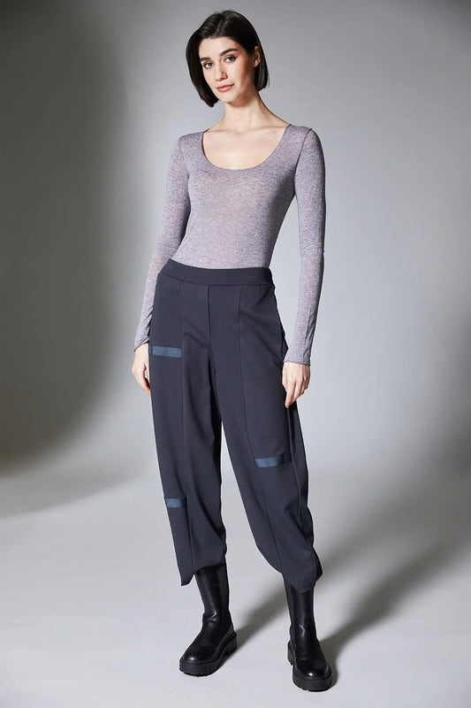 Grey Stripe Trim Trouser