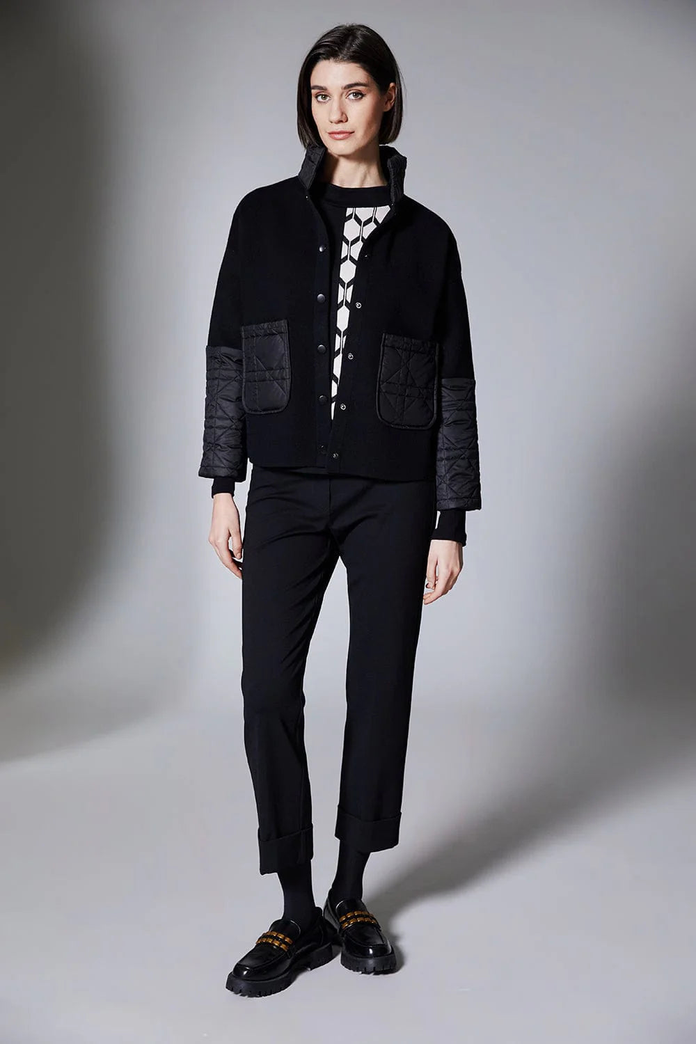 Black Quilted Cuff Jacket