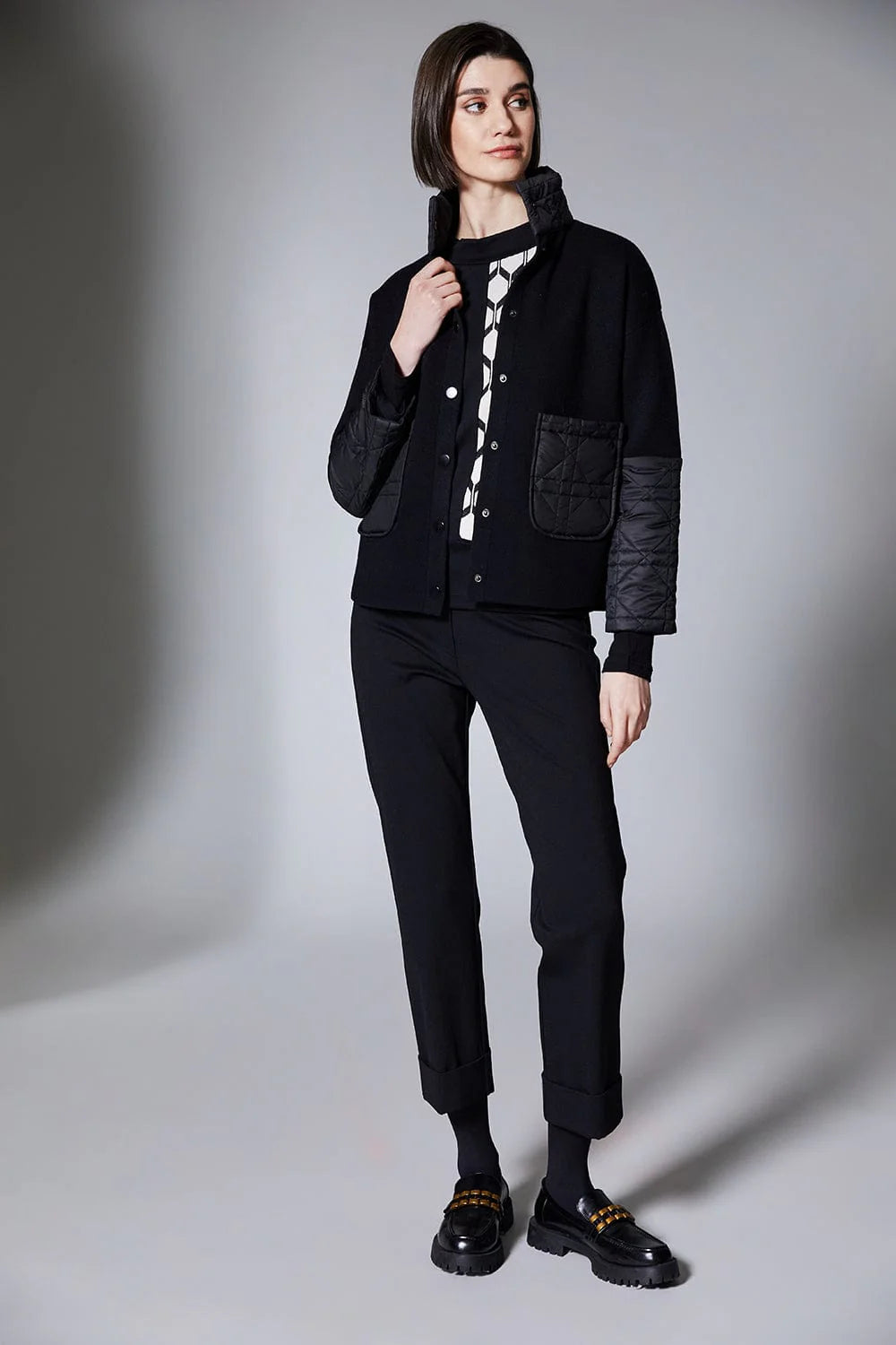 Black Quilted Cuff Jacket