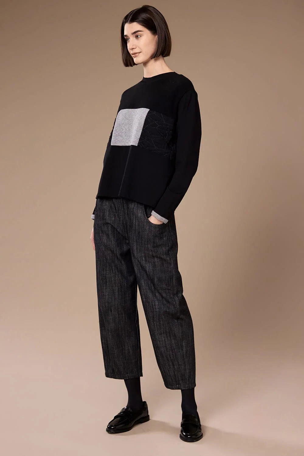 Black Three Textured Top