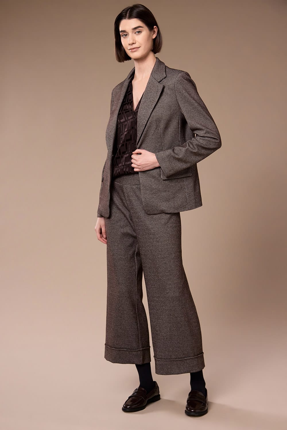 Brown Mini Houndstooth Trouser