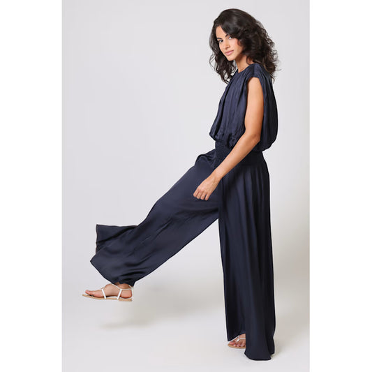 Any Moment Now Navy Blue Aurora Wide Leg Trousers