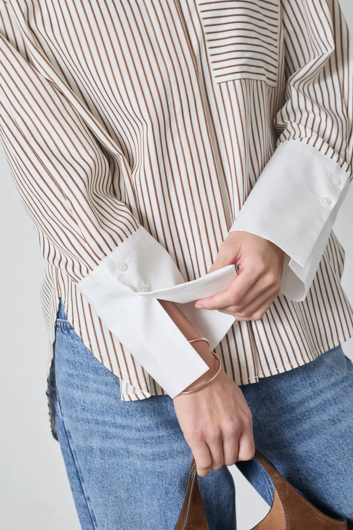 Avara Stripe Shirt Bone Brown