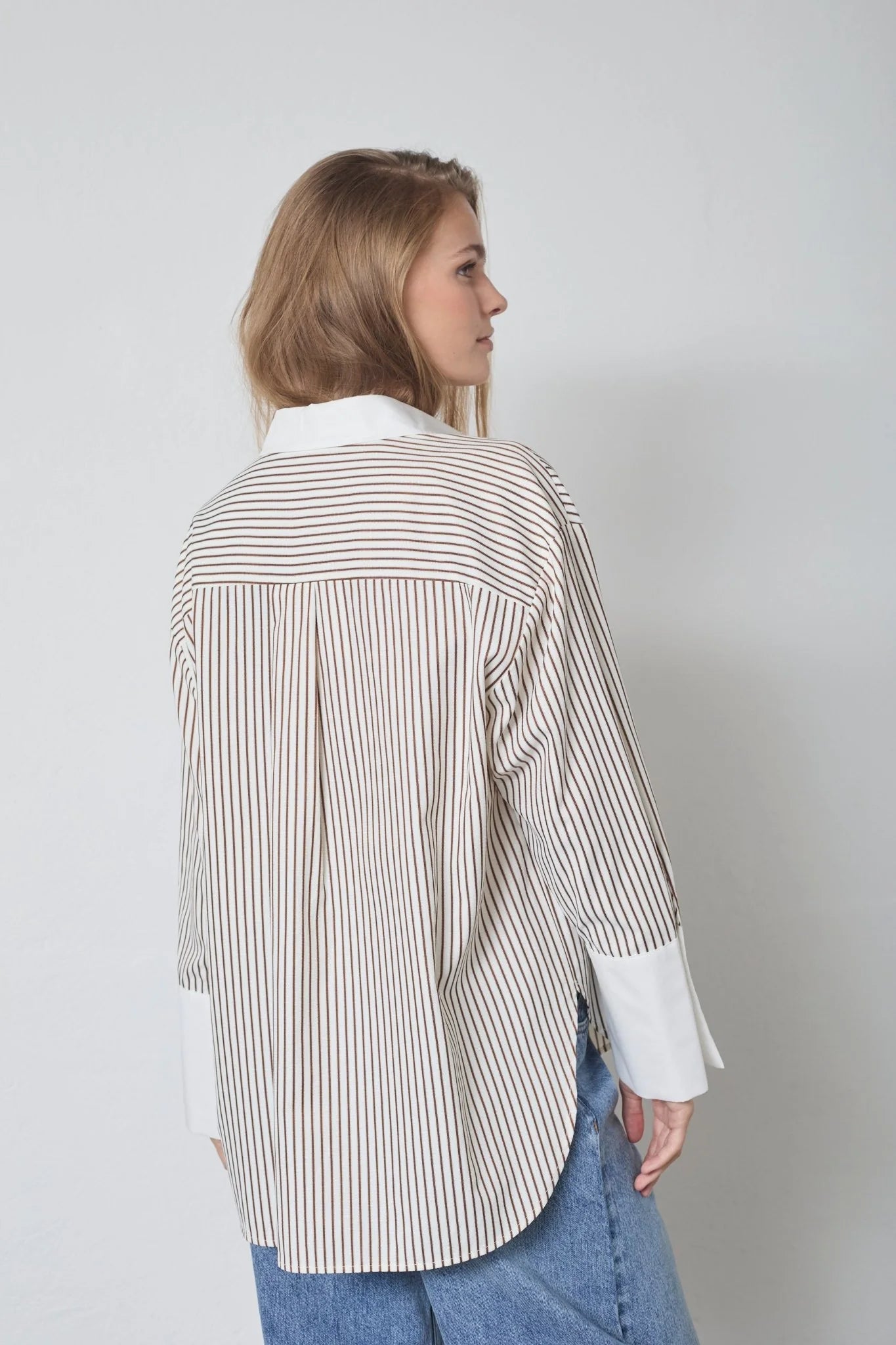 Avara Stripe Shirt Bone Brown