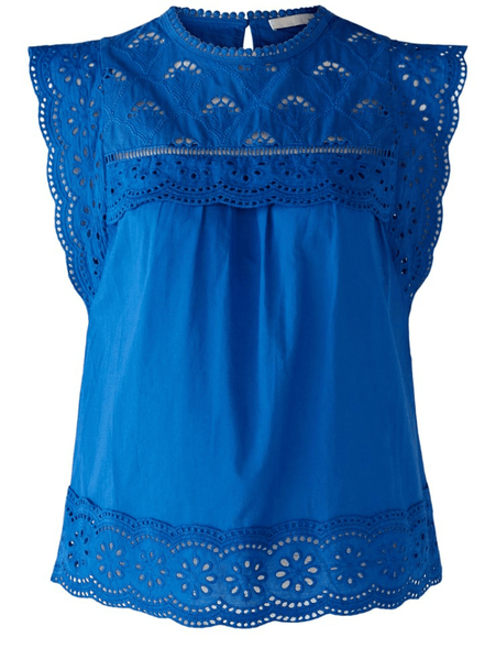 Blue Top With Broderie Detail