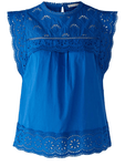 Blue Top With Broderie Detail