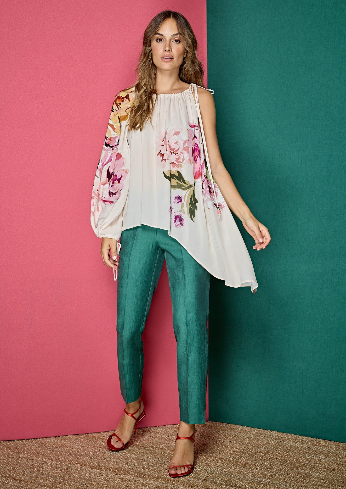 Asymmetrical Flowy Blouse With Floral Print