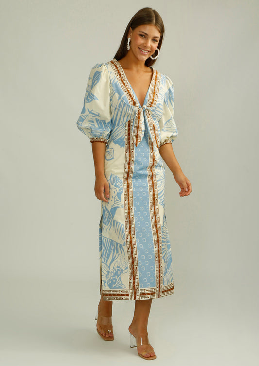 Blue Print Midi Dress