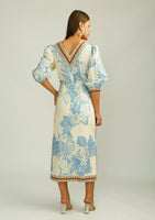 Blue Print Midi Dress