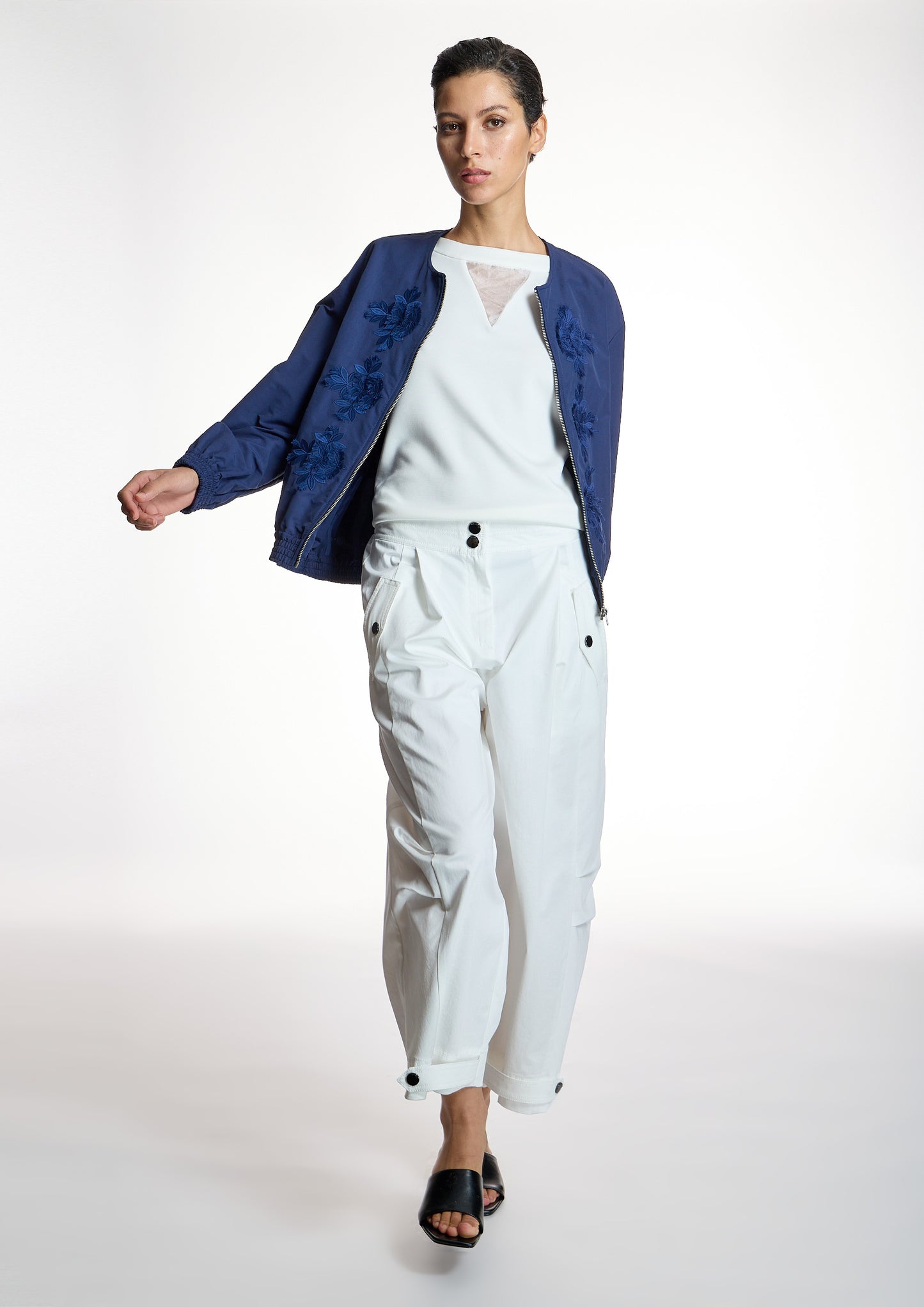 White Blouse With Semi Transparent Sleeves