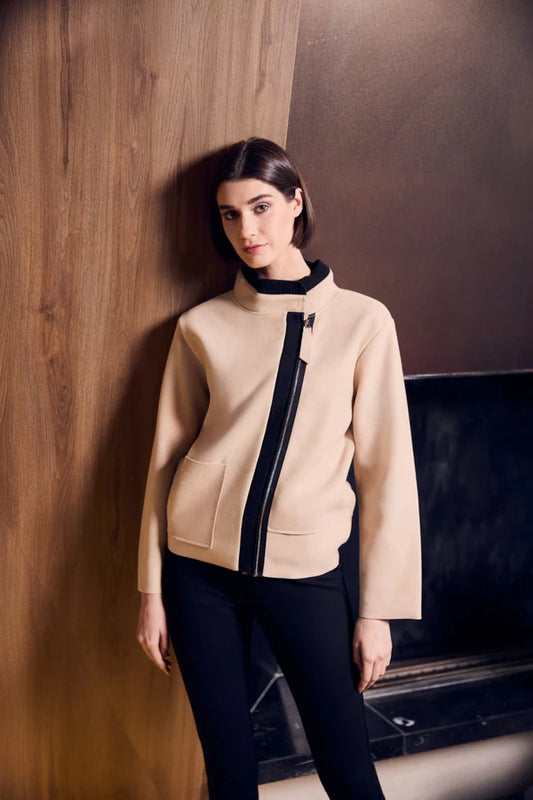Beige Side Zip Jacket