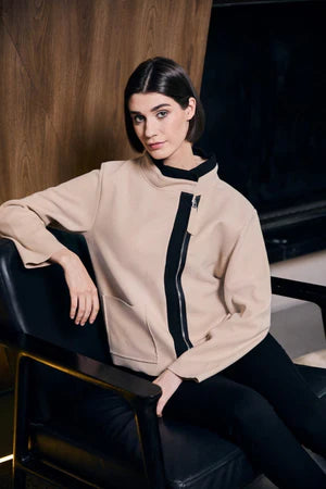 Beige Side Zip Jacket