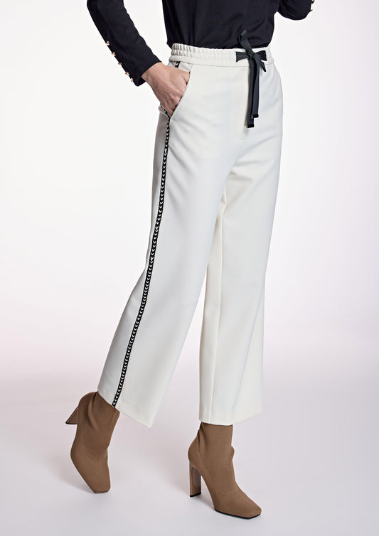 Cream Trousers With Side Stripe