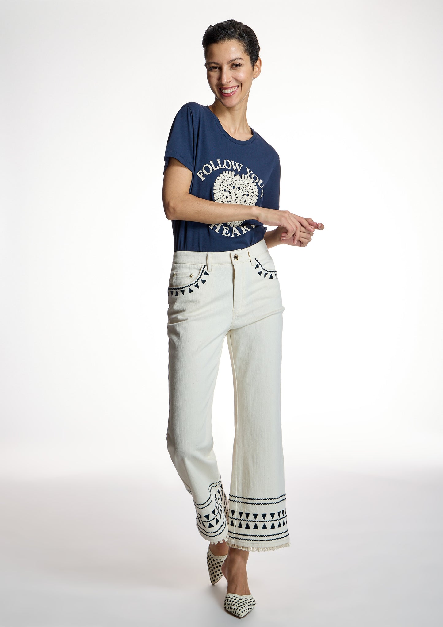 Navy & Beige Top
