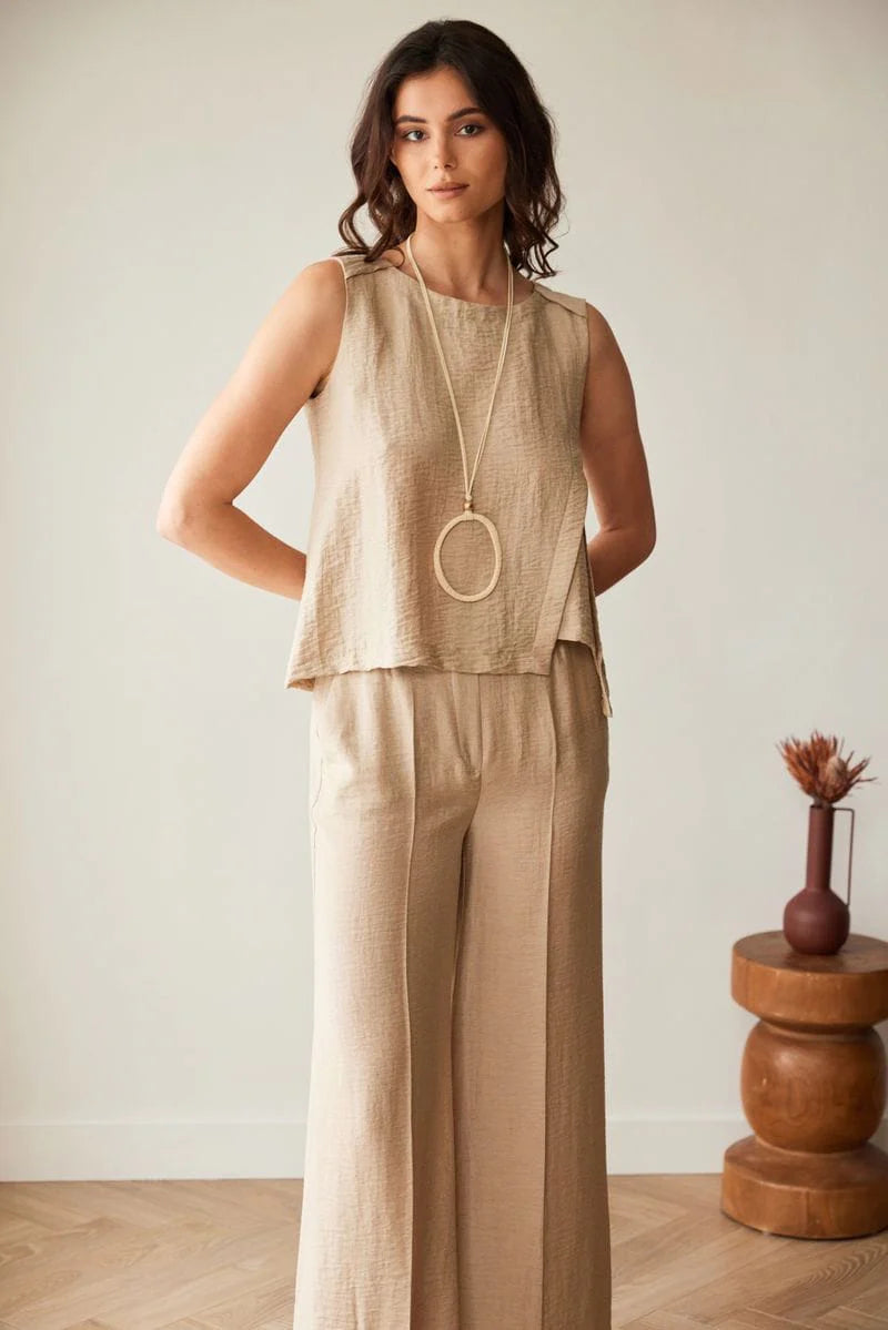 Sand Crinkle Top