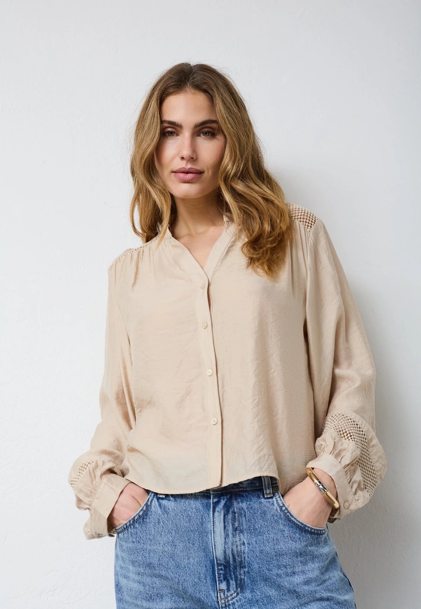 Sand Blouse With Beautiful Detail