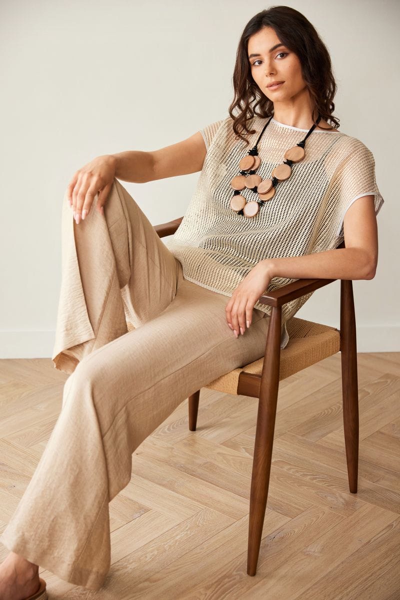 Sand Crinkle Trouser